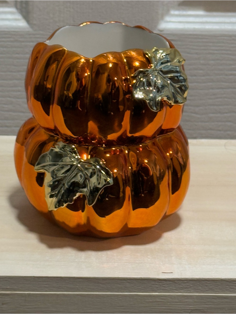 Bath & Body Works Orange Metallic Pumpkin Stack Soap holder